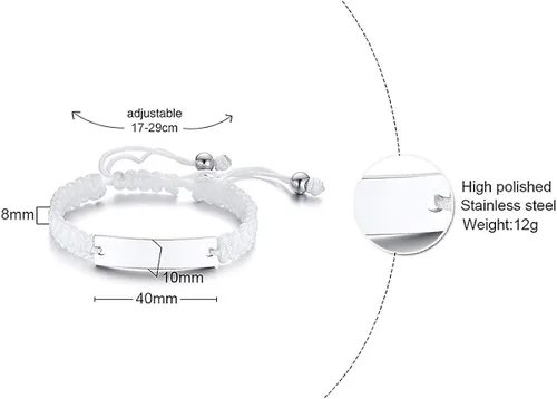 Miniatura 2 de XUANPAI Engraved Handmade Matching Couples Rope Braided ID Bracelets Set Anniversary Personalized Gift for Him and Her