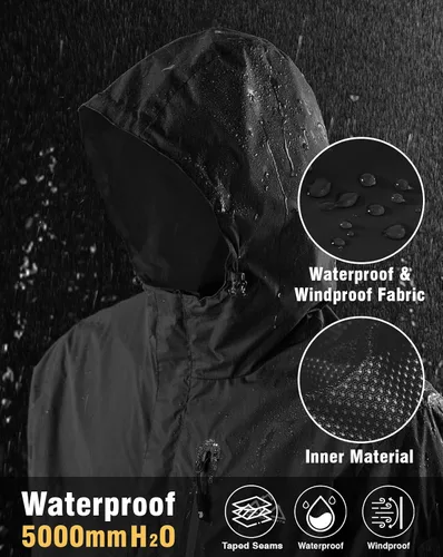 Miniatura 4 de TBMPOY Chubasqueros ligeros para hombre, impermeables, con capucha, para correr, ciclismo, senderismo, rompevientos al aire libre