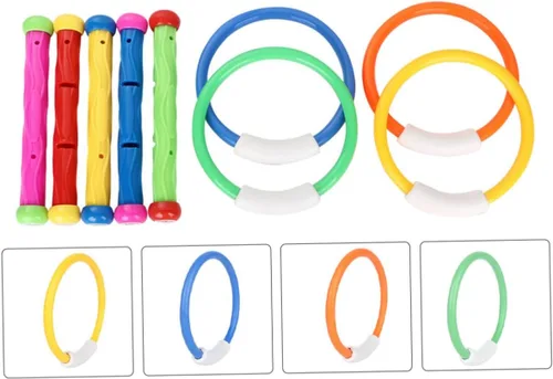 Miniatura 5 de GALPADA Anillos y palos de buceo para el hogar para entrenamiento submarino resistente al desgaste, juegos de piscina, ligeros y seguros