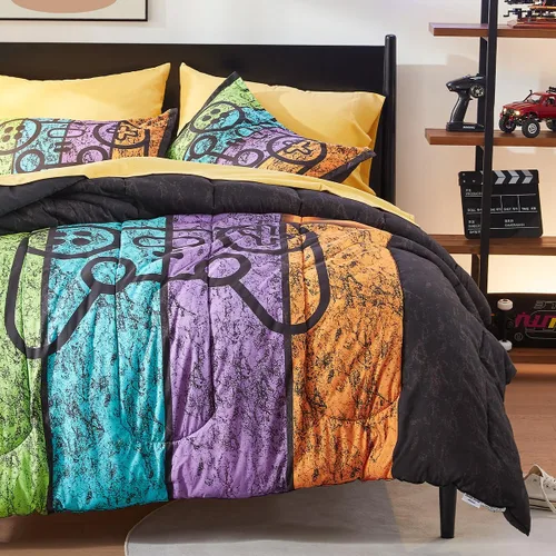 SLEEP ZONE - Juego de edredón de 5 piezas tamaño Individual para niños y adolescentes, con edredón, sábanas y fundas para cojín y almohada, diseño