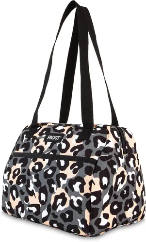 Miniatura 5 de PackIt® Lonchera Hampton congelable, color negro, fabricada con tecnología ECOFREEZE®, plegable, reutilizable, cierre de cremallera con bolsillo