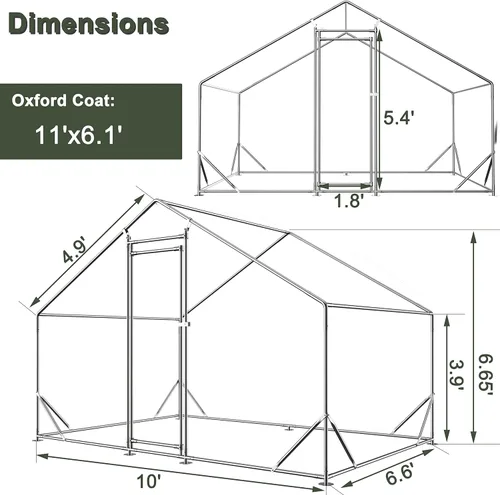 Miniatura 2 de Jaula grande de metal para gallinero, gallinero galvanizado, jaula de gallina de alambre galvanizado, jaulas de conejos con cubierta impermeable