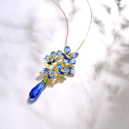 Miniatura 4 de Santuzza Colgante de plata de ley 925 hecho a mano con flores esmaltadas para mujer