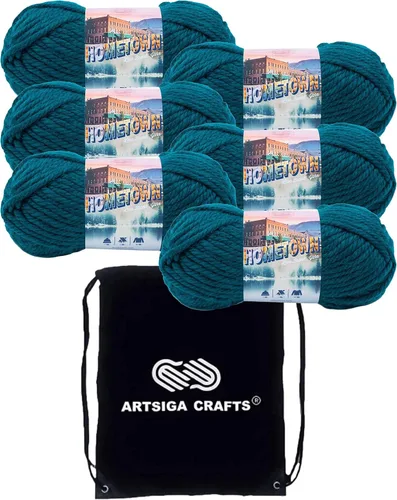 Miniatura 73 de Lion Brand Hometown New York White 135-100 (3 madejas - mismo lote de tinte) #6 S Bulky - Hila acrílica para crochet y tejer con bolsa para proyectos