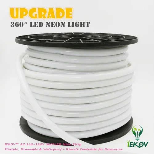 Miniatura 8 de IEKOV™ - Tira de luces LED de neón de 360° con corriente alterna de 110-120 V, tira de luces LED de neón flexibles de 360 grados, regulable e Rosa