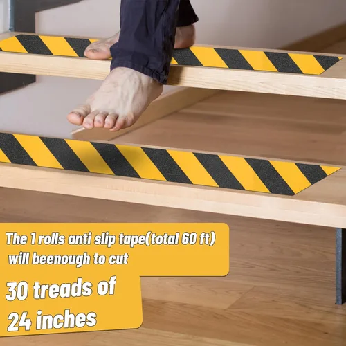 Miniatura 3 de Oleitodh Cinta de Agarre Antideslizante de Seguridad para Escaleras y Pasos 8 pulgadas x 18 metros Cinta Antideslizante de Alta Tracción, Negra