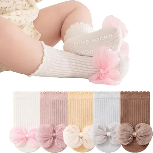 Calcetines antideslizantes para bebé, calcetines antideslizantes para niña, recién nacido, primeros pasos, calcetines de princesa, 5 pares
