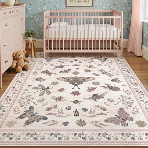 Miniatura 35 de Alfombras lavables con estampado de insectos 5x7, alfombras suaves para sala de estar, alfombra ultradelgada antideslizante moderna para dormitorio