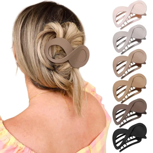 Miniatura 9 de Pinzas de pelo planas French Concord - 6 piezas, pinzas de pelo curvas sin deslizamiento, pinzas de agarre para volumen, pinzas de pelo para mujeres