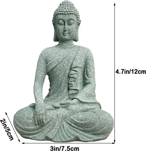 Miniatura 2 de livelyfish Estatua de Buda para acuario, decoración asiática japonesa de pecera, figuras Zen Buda, escultura de Buda de piedra, adornos