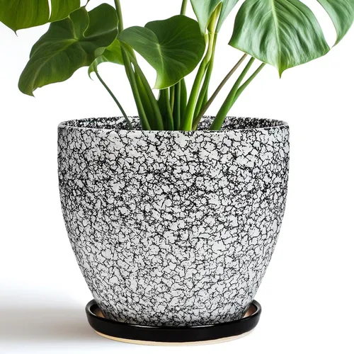 Miniatura 39 de Maceta para Plantas de 6.8 Pulgadas - Maceta de Cerámica con Orificio de Drenaje y Platillo, Maceta Redonda Moderna para Flores, Macetas