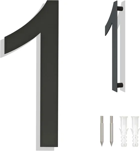 Miniatura 11 de Números grandes de acero inoxidable de 8 pulgadas, número de puerta de dirección de casa moderno negro para exterior, fácil de instalar, negro mate