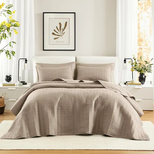 Comfort Spaces - CS13-0933 Kienna Colcha Cobertor Cubrecama Ultra Suave Hipoalergénica para Todas las Estaciones Relleno Ligero Cosido Juego de Ropa