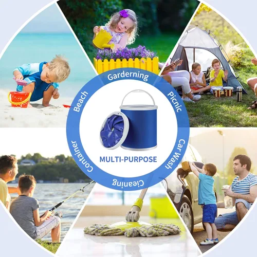 Miniatura 5 de Homelove Cubo de pesca plegable para campamento, contenedor de agua duradero de 11 L (2.9 galones), para lavado de autos, navegación u otras