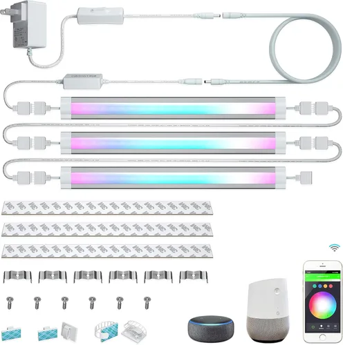 Miniatura 2 de Ligts LED inteligentes para debajo del gabinete, RGB multicolor, compatibles con Alexa, Google Home controlada por voz debajo de la encimera