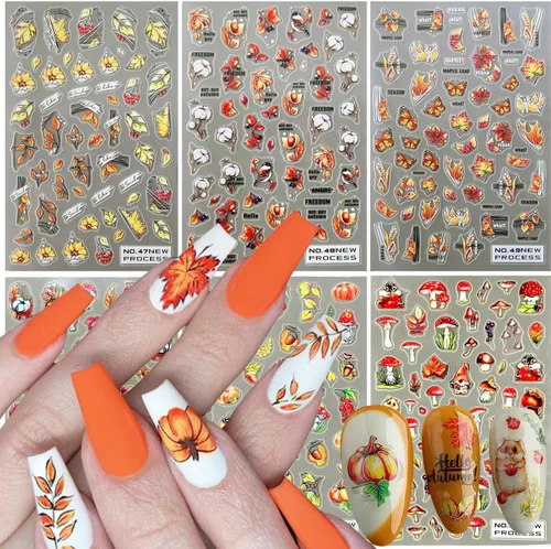 Miniatura 9 de 6 hojas de calcomanías de arte de uñas de flores de verano 3D, calcomanías autoadhesivas para uñas, diseño de arte blanco, amarillo, azul, negro