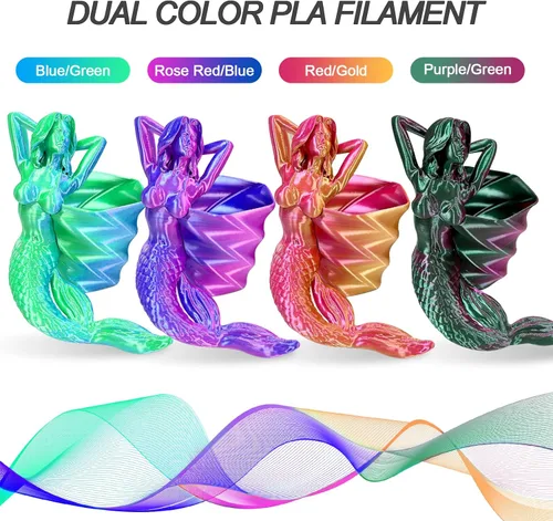 Miniatura 2 de Yousu Seda de Doble Color Filamento PLA para 3D Impresora Filamento Coextrusión PLA Multicolor Filamento PLA 1.75mm (± 0.03 mm) Compatible