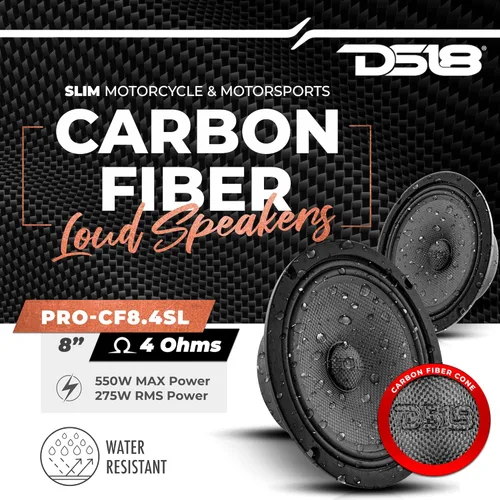 Miniatura 2 de DS18 PRO-CF8.4SL Altavoz de Graves-Medios de Cono de Fibra de Carbono Poco Profundo de 8" Resistente al Agua 275 Vatios Rms 4-Ohm - Excelente
