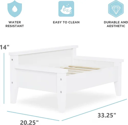 Miniatura 2 de Cama de madera para perro con colchón resistente al agua, cama elevada para mascotas pequeña a mediana con colchón calmante para mascotas