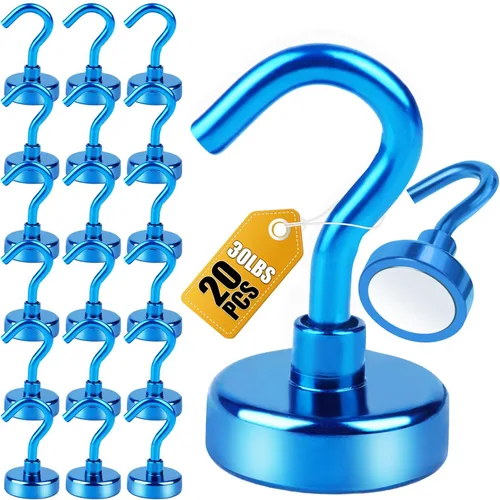 Miniatura 25 de Diymag Ganchos magnéticos, resisten 80 lb, 20 unidades, neodimio de tierras raras fuertes para colgar, colgador magnético para cortina, hogar, Negro