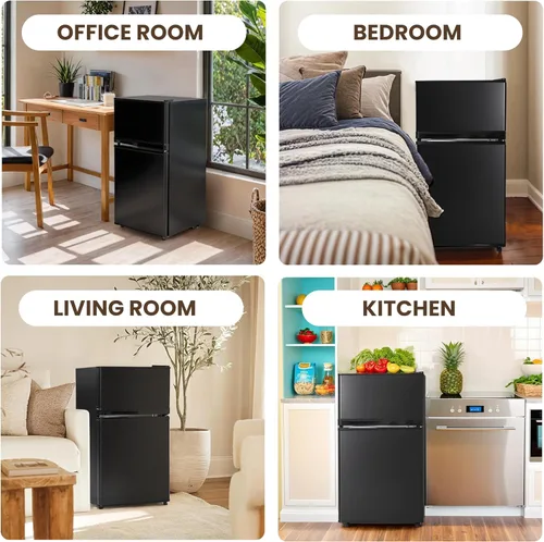 Miniatura 6 de Manastin Mini refrigerador de 3.55 pies cúbicos con congelador, refrigerador pequeño de 2 puertas con termostato ajustable, mini refrigerador