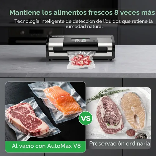 Miniatura 6 de FRESKO Sellador automático al vacío, potente máquina selladora al vacío de alimentos, detección automática de seco y húmedo, cortador de bolsas, 2