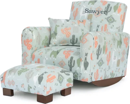 Miniatura 32 de Sillón personalizado para niños pequeños, mecedora tapizada con personalización, silla para niños pequeños con nombre personalizado, cómodo sillón