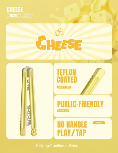 Miniatura 2 de Nabalis Cuchillo de mariposa de queso Balisong Trainer, aluminio 7075, material de hoja 420C, recubierto de teflón, entrenador de metal público
