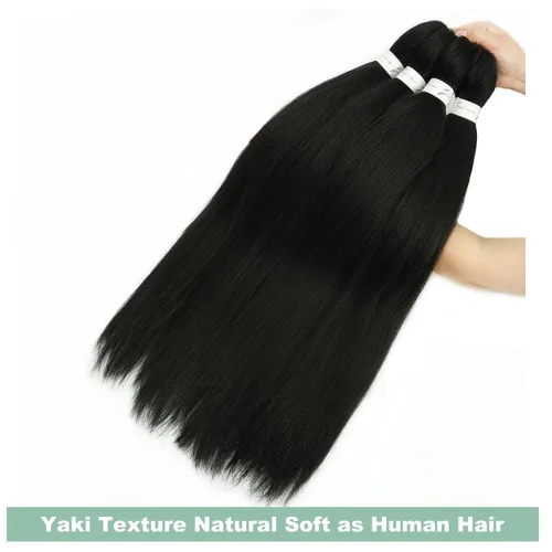 Miniatura 5 de Cabello trenzado preestirado de 12 pulgadas, 3 paquetes de cabello sintético negro natural corto preestirado, textura Yaki, extensiones de cabello