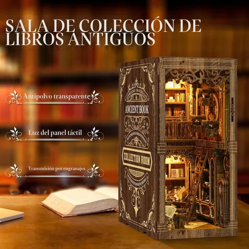 Miniatura 3 de Kit de rincón de libros – (edición clásica) – Rompecabezas de madera en miniatura de bricolaje Sala de colección de libros vintage con luces LED