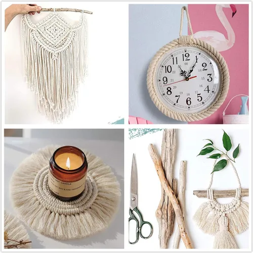 Miniatura 4 de Cuerda de macramé de algodón de 0.394 in, cuerda trenzada de 3/8 pulgadas de grosor para manualidades, decoración de nudos, juguetes para mascotas