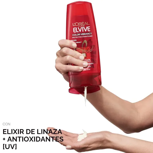 Miniatura 4 de L'Oreal Paris Elvive Color Vibrancy Champú Protector, para Cabello Teñido, Champú con Elixir de Linaza y Antioxidantes, para Anti-Decoloración, Alto