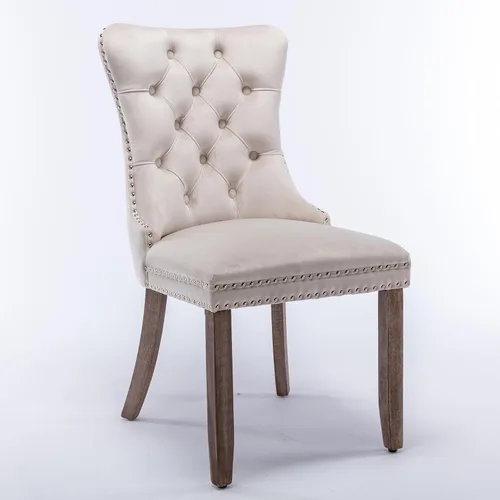 Juego de 2 sillas auxiliares copetudas para comedor y cocina, con respaldo alto, tapizada de terciopelo contemporáneo de alta gama, con patas de