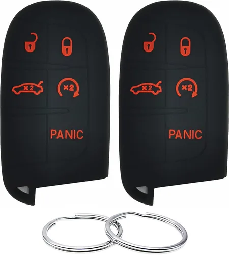 Miniatura 14 de REPROTECTING Funda de llavero de goma de silicona Compatible con Chrysler 200 300 2011-2021 Dodge Challenger Charger Dart Durango Journey Fiat 500 L