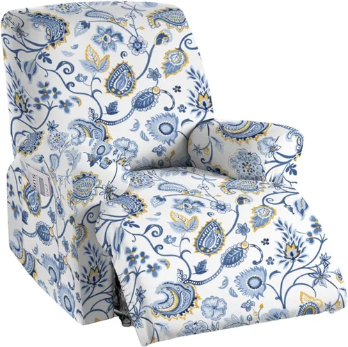 Miniatura 37 de CRFATOP Funda para sillón reclinable con estampado floral con bolsillos, funda única para sillón reclinable, 4 piezas, funda para sillón reclinable