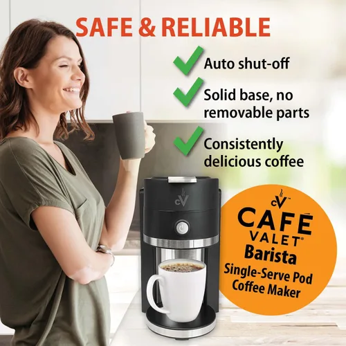 Miniatura 7 de Café Valet Barista - Cafetera de una sola porción, compatible con cápsulas de café K-Cup, diseño compacto