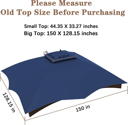 Miniatura 4 de SCOCANOPY Parte superior de repuesto azul marino compatible con el cenador Lowe's Allen Roth 10X12 modelo #GF-12S004B-1/#GF-12S004BTO/#TPGAZ17-002C