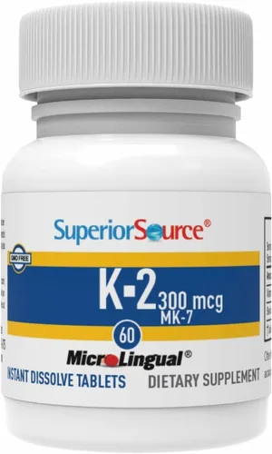 Miniatura 4 de Superior Source Vitamina K2 MK-7 (Menaquinona-7), 300 mcg, tabletas microlignuales de disolución rápida, 60 unidades, huesos y arterias saludables