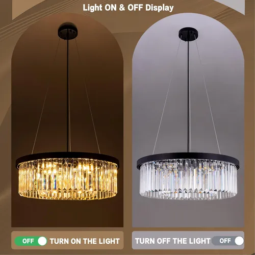 Miniatura 7 de Wellmet Lámpara de araña moderna de cristal para comedor, 6 luces negras de granja, lámpara colgante de cristal estilo granja, lámpara de techo