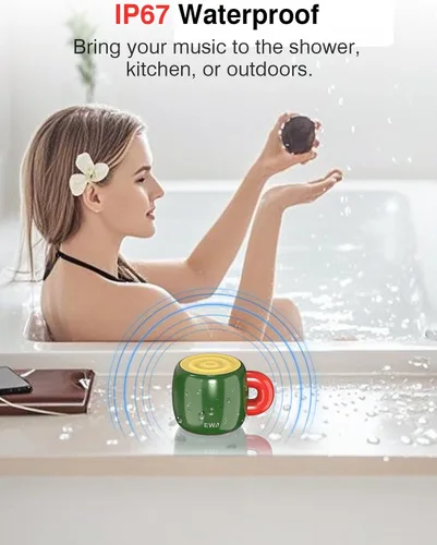 Miniatura 4 de EWA Altavoz Bluetooth, mini altavoz Bluetooth portátil con diseño creativo en forma de taza, IP67 impermeable, sonido fuerte y claro, regalo ideal
