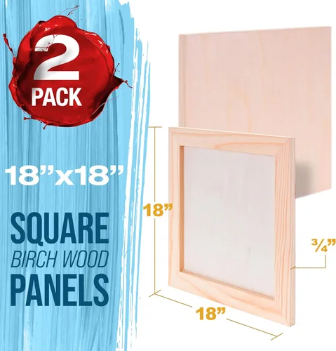 Miniatura 2 de U.S. Art Supply Paneles de madera acunados sin terminar para pintar, paquete de 2 tableros de lona de madera de abedul de estudio de 3/4 pulgadas