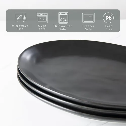 Miniatura 3 de Platos de porcelana para servir, bandejas grandes de 12 pulgadas, platos ovalados para aperitivos de postre, carne/entretenimiento/fiesta, juego