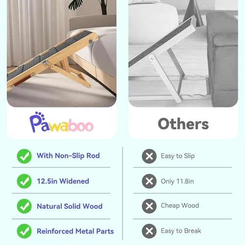 Miniatura 7 de Rampa para perros mejorada 2026 para sofá, rampa plegable para perros pequeños para sofá, 4 alturas ajustables de 13 a 21 pulgadas, escalones