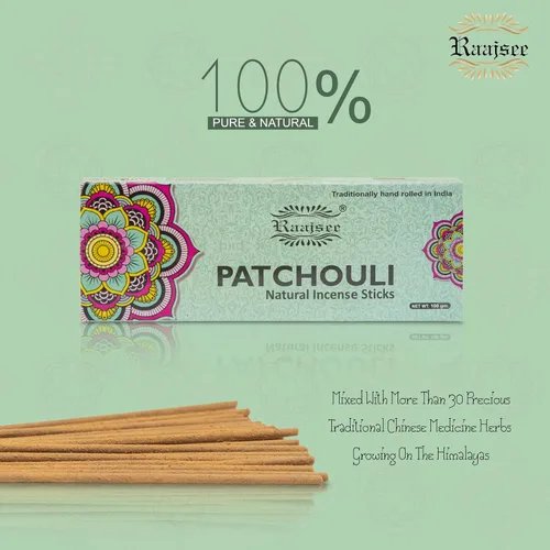 Miniatura 4 de Raajsee Varitas de incienso de pachulí, 100 gm, 100% puro, orgánico natural, enrollado a mano, libre de productos químicos, perfecto para iglesia