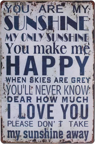 Miniatura 8 de ARTCLUB Letrero de metal con texto en inglés «You Are My Sunshine You Make Me Happy I Love You», placa de póster con frase vintage, para sala de Rojo