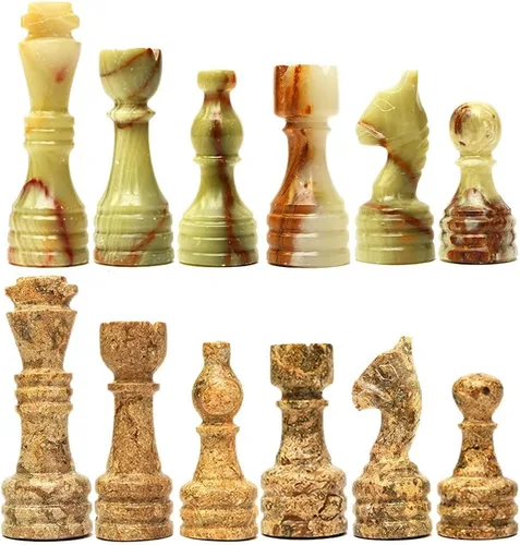 Miniatura 7 de Juego de Piezas de Ajedrez de Mármol Premium Hechas a Mano – Elegante Reemplazo de 32 Piezas para Tableros de Ajedrez de 12-15 Pulgadas con Caja