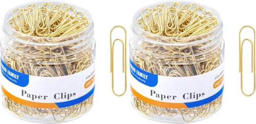 Miniatura 6 de FUDAO FAMILY Clips de papel medianos, 200 unidades, clips de papel, clips de papel dorados, clip de papel de 1.3 pulgadas (1.260 in)