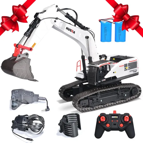 HUINA 1594 Metal RC 1:14 Excavadora de 28 canales Vehículo de construcción Hobby Regalo al aire libre Control remoto Tractor Crawler luces de