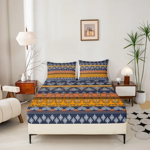 Miniatura 5 de Erosebridal Southwestern - Juego de sábanas y fundas de almohada, juego de sábanas azteca bohemio, diseño hippie de cachemira, tamaño individual
