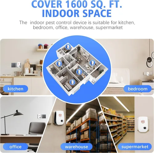 Miniatura 7 de Repelente ultrasónico de plagas, paquete de 10 unidades, enchufe electrónico para roedores, mosquitos, cucarachas, arañas, hormigas, dispositivo